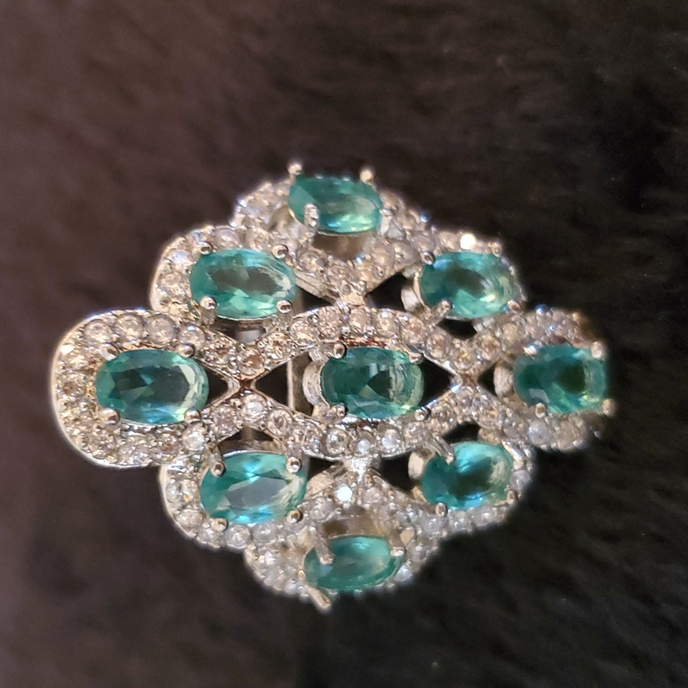 Sterling Silver Large Blue Topaz Ring 7 - Picture 5 of 7